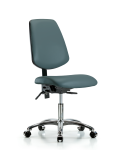 Vinyl Chair Chrome - Desk Height with Medium Back & Casters in Colonial Blue Trailblazer Vinyl VDHCH-MB-CR-T0-A0-CC-8546