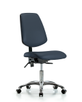 Vinyl Chair Chrome - Desk Height with Medium Back & Casters in Imperial Blue Trailblazer Vinyl VDHCH-MB-CR-T0-A0-CC-8582