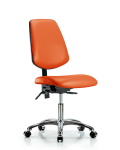 Vinyl Chair Chrome - Desk Height with Medium Back & Casters in Orange Kist Trailblazer Vinyl VDHCH-MB-CR-T0-A0-CC-8613