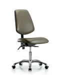 Vinyl Chair Chrome - Desk Height with Medium Back & Casters in Taupe Supernova Vinyl VDHCH-MB-CR-T0-A0-CC-8809