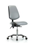 Vinyl Chair Chrome - Desk Height with Medium Back & Casters in Sterling Supernova Vinyl VDHCH-MB-CR-T0-A0-CC-8840
