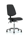 Vinyl Chair Chrome - Desk Height with Medium Back & Stationary Glides in Black Trailblazer Vinyl VDHCH-MB-CR-T0-A0-RG-8540