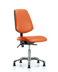 Vinyl Chair Chrome - Desk Height with Medium Back & Stationary Glides in Orange Kist Trailblazer Vinyl VDHCH-MB-CR-T0-A0-RG-8613