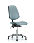 Vinyl Chair Chrome - Desk Height with Medium Back & Stationary Glides in Storm Supernova Vinyl VDHCH-MB-CR-T0-A0-RG-8822