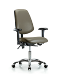 Vinyl Chair Chrome - Desk Height with Medium Back, Adjustable Arms, & Casters in Taupe Supernova Vinyl VDHCH-MB-CR-T0-A1-CC-8809