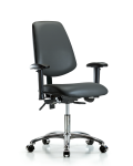 Vinyl Chair Chrome - Desk Height with Medium Back, Adjustable Arms, & Casters in Carbon Supernova Vinyl VDHCH-MB-CR-T0-A1-CC-8823