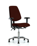 Vinyl Chair Chrome - Desk Height with Medium Back, Adjustable Arms, & Stationary Glides in Burgundy Trailblazer Vinyl VDHCH-MB-CR-T0-A1-RG-8569