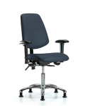 Vinyl Chair Chrome - Desk Height with Medium Back, Adjustable Arms, & Stationary Glides in Imperial Blue Trailblazer Vinyl VDHCH-MB-CR-T0-A1-RG-8582