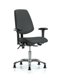 Vinyl Chair Chrome - Desk Height with Medium Back, Adjustable Arms, & Stationary Glides in Charcoal Trailblazer Vinyl VDHCH-MB-CR-T0-A1-RG-8605