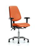 Vinyl Chair Chrome - Desk Height with Medium Back, Adjustable Arms, & Stationary Glides in Orange Kist Trailblazer Vinyl VDHCH-MB-CR-T0-A1-RG-8613