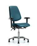 Vinyl Chair Chrome - Desk Height with Medium Back, Adjustable Arms, & Stationary Glides in Marine Blue Supernova Vinyl VDHCH-MB-CR-T0-A1-RG-8801