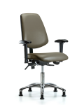 Vinyl Chair Chrome - Desk Height with Medium Back, Adjustable Arms, & Stationary Glides in Taupe Supernova Vinyl VDHCH-MB-CR-T0-A1-RG-8809