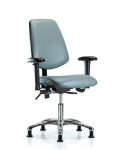 Vinyl Chair Chrome - Desk Height with Medium Back, Adjustable Arms, & Stationary Glides in Storm Supernova Vinyl VDHCH-MB-CR-T0-A1-RG-8822
