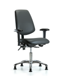Vinyl Chair Chrome - Desk Height with Medium Back, Adjustable Arms, & Stationary Glides in Carbon Supernova Vinyl VDHCH-MB-CR-T0-A1-RG-8823