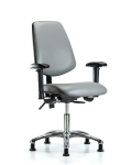 Vinyl Chair Chrome - Desk Height with Medium Back, Adjustable Arms, & Stationary Glides in Sterling Supernova Vinyl VDHCH-MB-CR-T0-A1-RG-8840