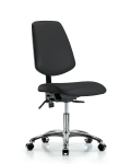 Vinyl Chair Chrome - Desk Height with Medium Back, Seat Tilt, & Casters in Black Trailblazer Vinyl VDHCH-MB-CR-T1-A0-CC-8540