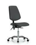 Vinyl Chair Chrome - Desk Height with Medium Back, Seat Tilt, & Casters in Charcoal Trailblazer Vinyl VDHCH-MB-CR-T1-A0-CC-8605