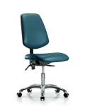 Vinyl Chair Chrome - Desk Height with Medium Back, Seat Tilt, & Casters in Marine Blue Supernova Vinyl VDHCH-MB-CR-T1-A0-CC-8801