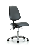 Vinyl Chair Chrome - Desk Height with Medium Back, Seat Tilt, & Casters in Carbon Supernova Vinyl VDHCH-MB-CR-T1-A0-CC-8823
