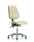 Vinyl Chair Chrome - Desk Height with Medium Back, Seat Tilt, & Stationary Glides in Adobe White Trailblazer Vinyl VDHCH-MB-CR-T1-A0-RG-8501