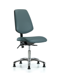 Vinyl Chair Chrome - Desk Height with Medium Back, Seat Tilt, & Stationary Glides in Colonial Blue Trailblazer Vinyl VDHCH-MB-CR-T1-A0-RG-8546