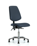 Vinyl Chair Chrome - Desk Height with Medium Back, Seat Tilt, & Stationary Glides in Imperial Blue Trailblazer Vinyl VDHCH-MB-CR-T1-A0-RG-8582