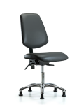Vinyl Chair Chrome - Desk Height with Medium Back, Seat Tilt, & Stationary Glides in Carbon Supernova Vinyl VDHCH-MB-CR-T1-A0-RG-8823