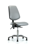 Vinyl Chair Chrome - Desk Height with Medium Back, Seat Tilt, & Stationary Glides in Sterling Supernova Vinyl VDHCH-MB-CR-T1-A0-RG-8840