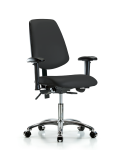Vinyl Chair Chrome - Desk Height with Medium Back, Seat Tilt, Adjustable Arms, & Casters in Black Trailblazer Vinyl VDHCH-MB-CR-T1-A1-CC-8540