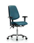 Vinyl Chair Chrome - Desk Height with Medium Back, Seat Tilt, Adjustable Arms, & Casters in Marine Blue Supernova Vinyl VDHCH-MB-CR-T1-A1-CC-8801