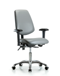 Vinyl Chair Chrome - Desk Height with Medium Back, Seat Tilt, Adjustable Arms, & Casters in Sterling Supernova Vinyl VDHCH-MB-CR-T1-A1-CC-8840