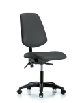 Vinyl Chair - Desk Height with Medium Back & Casters in Charcoal Trailblazer Vinyl VDHCH-MB-RG-T0-A0-RC-8605