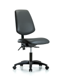 Vinyl Chair - Desk Height with Medium Back & Casters in Carbon Supernova Vinyl VDHCH-MB-RG-T0-A0-RC-8823