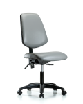 Vinyl Chair - Desk Height with Medium Back & Casters in Sterling Supernova Vinyl VDHCH-MB-RG-T0-A0-RC-8840