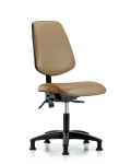 Vinyl Chair - Desk Height with Medium Back & Stationary Glides in Taupe Trailblazer Vinyl VDHCH-MB-RG-T0-A0-RG-8584