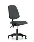 Vinyl Chair - Desk Height with Medium Back & Stationary Glides in Charcoal Trailblazer Vinyl VDHCH-MB-RG-T0-A0-RG-8605