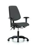 Vinyl Chair - Desk Height with Medium Back, Adjustable Arms, & Casters in Charcoal Trailblazer Vinyl VDHCH-MB-RG-T0-A1-RC-8605