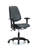 Vinyl Chair - Desk Height with Medium Back, Adjustable Arms, & Casters in Carbon Supernova Vinyl VDHCH-MB-RG-T0-A1-RC-8823