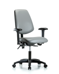 Vinyl Chair - Desk Height with Medium Back, Adjustable Arms, & Casters in Sterling Supernova Vinyl VDHCH-MB-RG-T0-A1-RC-8840