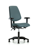 Vinyl Chair - Desk Height with Medium Back, Adjustable Arms, & Stationary Glides in Colonial Blue Trailblazer Vinyl VDHCH-MB-RG-T0-A1-RG-8546
