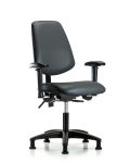 Vinyl Chair - Desk Height with Medium Back, Adjustable Arms, & Stationary Glides in Carbon Supernova Vinyl VDHCH-MB-RG-T0-A1-RG-8823