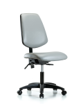 Vinyl Chair - Desk Height with Medium Back, Seat Tilt, & Casters in Dove Trailblazer Vinyl VDHCH-MB-RG-T1-A0-RC-8567