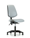 Vinyl Chair - Desk Height with Medium Back, Seat Tilt, & Stationary Glides in Dove Trailblazer Vinyl VDHCH-MB-RG-T1-A0-RG-8567