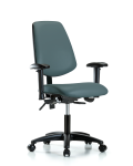 Vinyl Chair - Desk Height with Medium Back, Seat Tilt, Adjustable Arms, & Casters in Colonial Blue Trailblazer Vinyl VDHCH-MB-RG-T1-A1-RC-8546