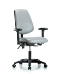 Vinyl Chair - Desk Height with Medium Back, Seat Tilt, Adjustable Arms, & Casters in Dove Trailblazer Vinyl VDHCH-MB-RG-T1-A1-RC-8567