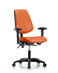 Vinyl Chair - Desk Height with Medium Back, Seat Tilt, Adjustable Arms, & Casters in Orange Kist Trailblazer Vinyl VDHCH-MB-RG-T1-A1-RC-8613