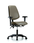 Vinyl Chair - Desk Height with Medium Back, Seat Tilt, Adjustable Arms, & Casters in Taupe Supernova Vinyl VDHCH-MB-RG-T1-A1-RC-8809