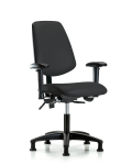 Vinyl Chair - Desk Height with Medium Back, Seat Tilt, Adjustable Arms, & Stationary Glides in Black Trailblazer Vinyl VDHCH-MB-RG-T1-A1-RG-8540