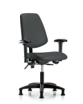 Vinyl Chair - Desk Height with Medium Back, Seat Tilt, Adjustable Arms, & Stationary Glides in Charcoal Trailblazer Vinyl VDHCH-MB-RG-T1-A1-RG-8605