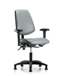 Vinyl Chair - Desk Height with Medium Back, Seat Tilt, Adjustable Arms, & Stationary Glides in Sterling Supernova Vinyl VDHCH-MB-RG-T1-A1-RG-8840